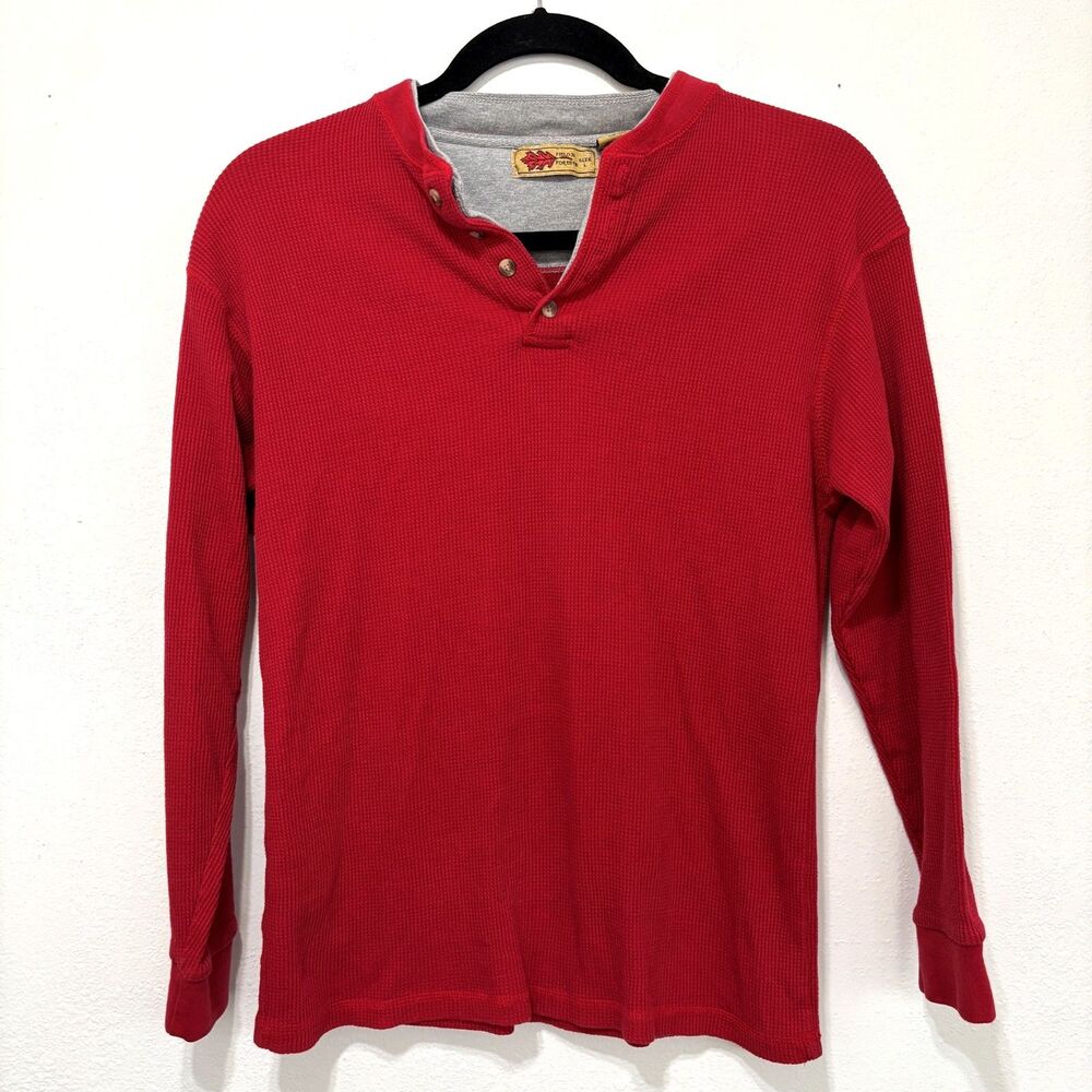 Mens Thermal Henley Large Red